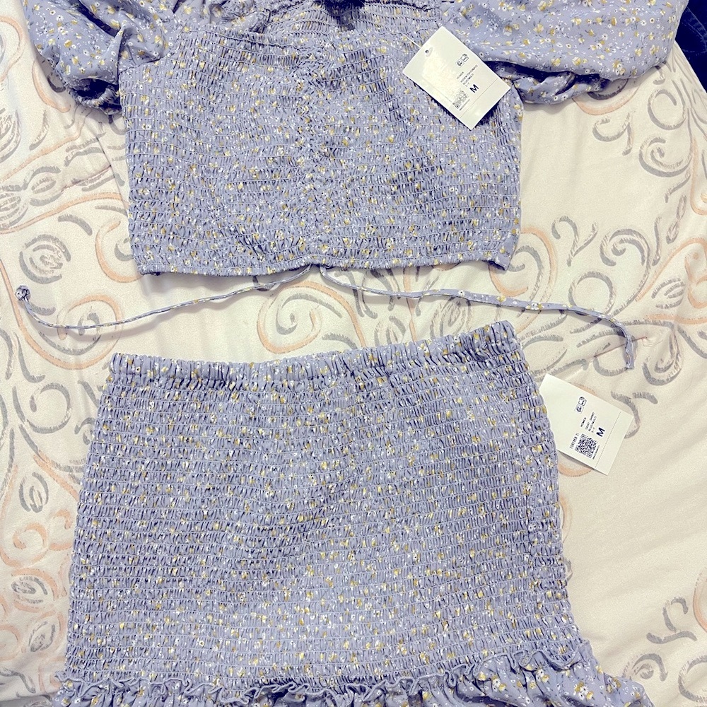 Smocked floral skirt and top (set)🌼